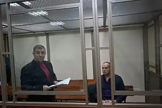 Подсудимые Сергей Зиринов и Карник Асланян в Северо-Кавказском окружном военном суде, 19 января 2016 года