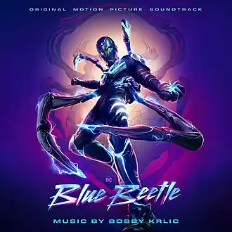 Обложка альбома Бобби Крлика[англ.] «Blue Beetle(Original Motion Picture Soundtrack)» (2023)