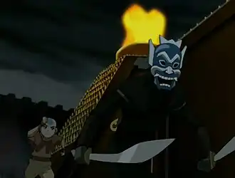 Синяя маска и Аанг сбегают из крепости