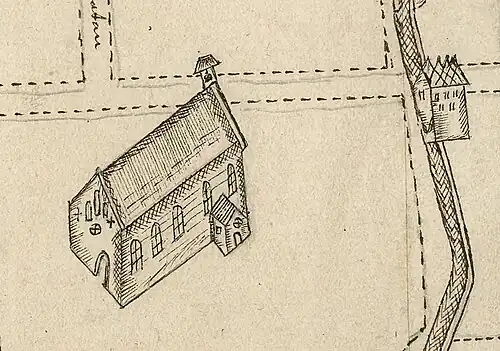 Собор и башня Ратуши на плане Выборга 1644 года