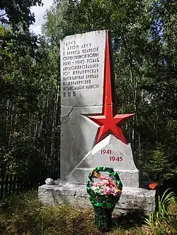 Стела в память о 10‑й Журавичской партизанской бригаде.