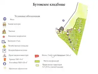 Схема Бутовского кладбища, 2018 год