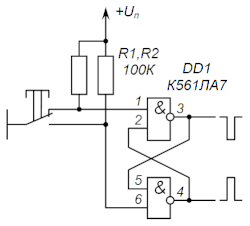 Схема устранения дребезга контактов.