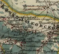 На карте левого фланга Кавказской линии, 1840 г.