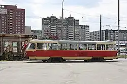 Трамвайное кольцо по улице Юлиуса Фучика, в районе пересечения с Белинского.