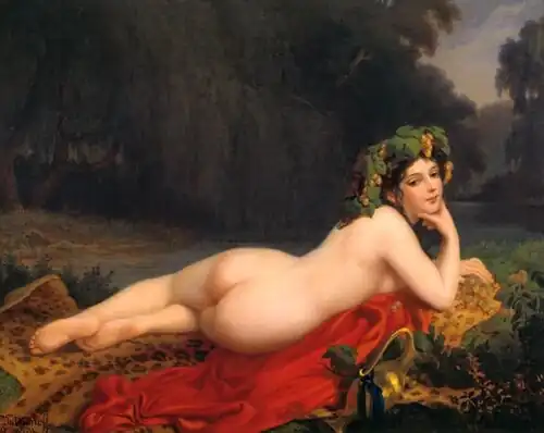 Отдых вакханки. 1867Картон, масло. 72 × 92 смПетергофский музей-заповедник