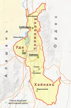 Карта административного деления городского округа Ухай (Китай)