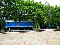 Локомотивы-памятники на станция Пионерская.