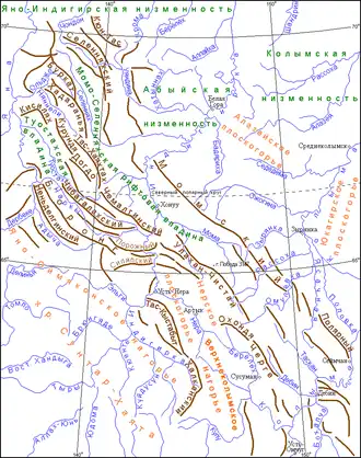 Хребет Черского. Схема орографии