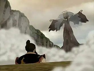 Катара как Цветная Леди прогоняетгенерала нации Огня из деревни