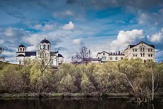 Вид на Церковь Иоанна Богослова в Сынково от пруда на реке Рогожке