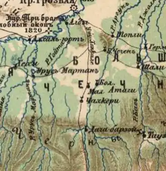 Чахкери на карте (1818 - 1826 г.)