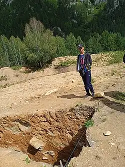 Исследовательский шурф сезона 2022 года на стоянке Карама