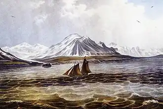 «Кротов» на фоне горы Носилова. Рисунок Редера, 1837 год