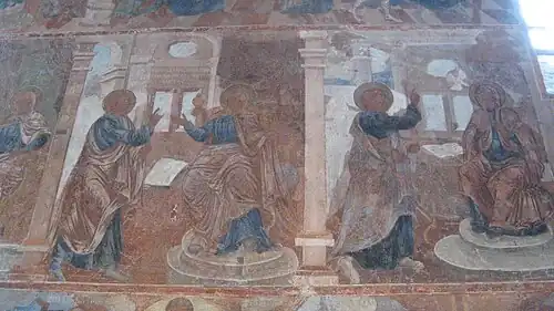 «Акафист Богоматери. Благовещение» (деталь росписи южной стены)