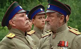 Владимир Гостюхин,Анатолий Просалови Богдан Ступка в телесериале «Юнкера»