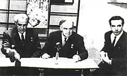 Ю. Эрвье, В. Муравленко и Р. Кузоваткин в Нижневартовской телестудии. 1972 год.