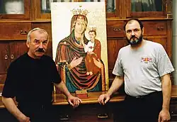 Ярослав Мовчан и Станислав Вольской рядом с реставрированной ими Теребовлянской иконой