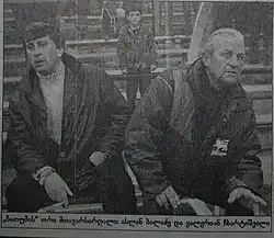 Аслан Баладзе и Валерианом Чхартишвили (справа) в ходе игры Динамо (Батуми)