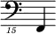 { \new Staff \with { \remove "Time_signature_engraver"} {\clef "bass_15" f,,,4}}