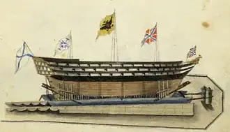 120-пушечный корабль «Россия» на стапеле