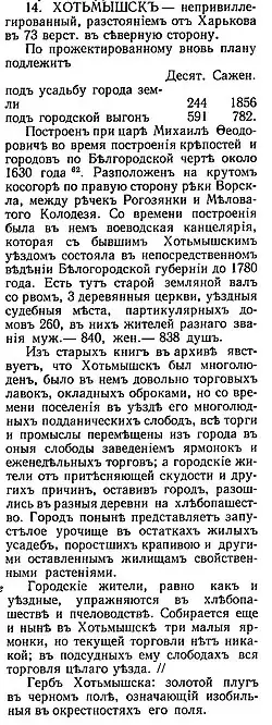 Хотмыжск в описании 1788 года