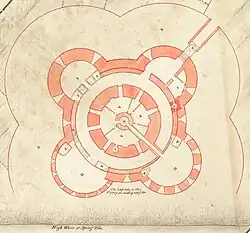 Замки Уолмер и СандаунТрёхъярусный «четырёхлистник»План 1725 года