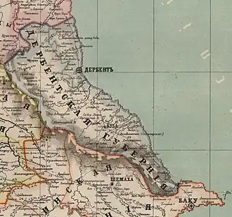 Дербентская губерния на карте