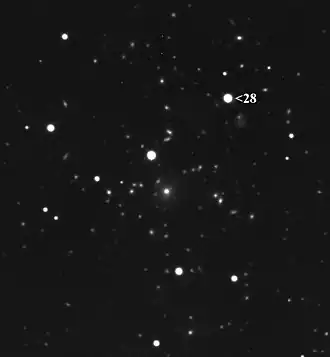 Астероид Беллона 11,8 m на фоне звёзд 12 m и фоновых галактик