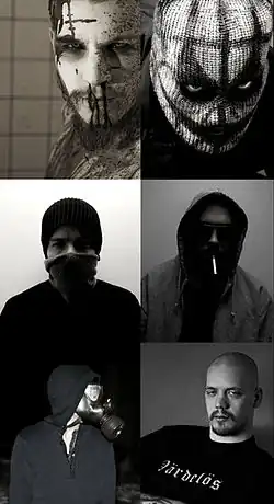 По часовой стрелке сверху справа находятся участники: Юнас «B» Бергквист, Феликс «Fix» Олен, Рикард «LR» Остром, Юхан «1853» Габриэльсон, Хенрик «H.» Халдтгрен и Ким «( )» Карлссон