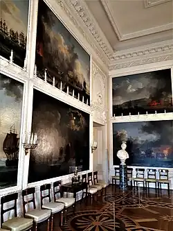 Картины Чесменского зала Большого Петергофского дворца