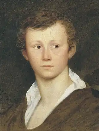Василий Суханов в юности на портрете работы своего учителя А. Е. Егорова (1812)