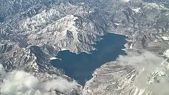 Аэрофотосъёмка озера Тюдзендзи с восточной стороны в марте 2012 года.