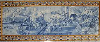 Керамическая мозаика, изображающая Албукерки у стен Ормуза