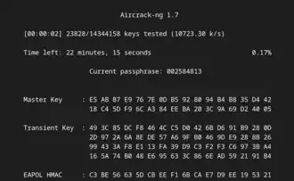 Скриншот программы aircrack-ng