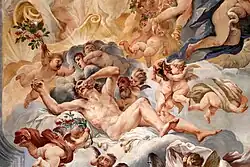 Триумф Солнца-Аполлона. Деталь росписи плафона. 1694. Плаццо Толомеи-Биффи, Флоренция