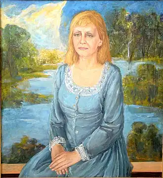 Народная артистка БССР Мария Захаревич, 2001 год, холст, масло, 98 х 90 см