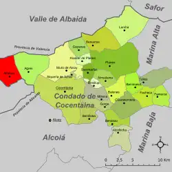 Расположение муниципалитета Альфафара на карте провинции