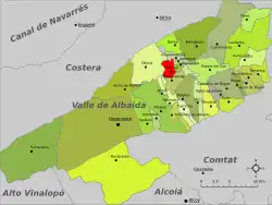 Расположение муниципалитета Альфарраси на карте провинции