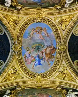 Аллегория Пиренейского договора. Деталь фрески летних апартаментов королевы. Между 1655 и 1658. Лувр, Париж