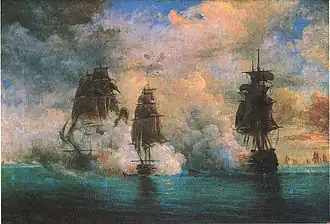 Николай Красовский. Бой брига «Меркурий» с двумя турецкими кораблями в 1829 году