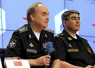 На пресс-конференции по случаю начала военных учений, 30 июля 2015 года.