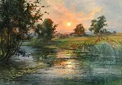 Восход солнца над водной гладью