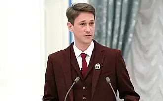 Антон Шагин на вручении премии Президента России для молодых деятелей культуры 2016 года в Кремле 24 марта 2017 года