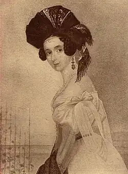 Дочь, Антуанетта фон Бирон(в замужестве Лазарева), портрет работы А. Брюллова, 1830-е гг.