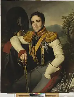 В. С. Апраксин в форме полковника лейб-гвардии Конного полка.Портрет работы Н. С. Крылова, 1829 год. Эрмитаж