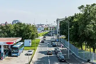 Вид на Аптекарскую набережную с эстакады Кантемировского моста