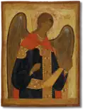 Архангел Михаил, икона деисусного чина (конец XV-начало XVI вв., Ростов). Музей русской иконы.