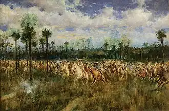 Конная атака с мачете в руках. Рисунок Армандо Менокаля