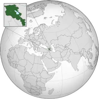 Армения на карте мира